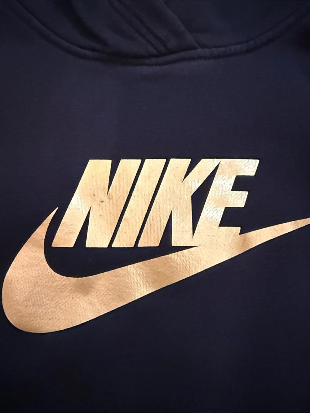 Nike Kids Black Pullover Hoodie with Gold Swoosh